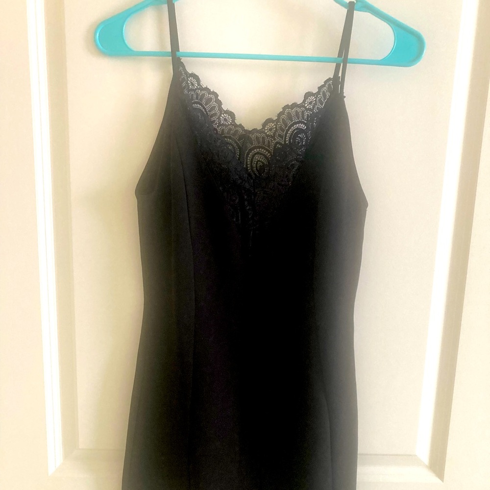 Black Lace Trim Cami Dress